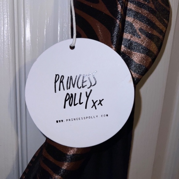 NWT PRINCESS POLLY Dance Until Dawn Tiger Print Crop Top Halter Chain Strap Sz 4 - Picture 8 of 11